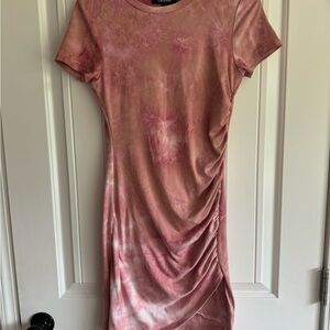 Lulu's Pink Ruched Sheath Mini Dress for Night Out